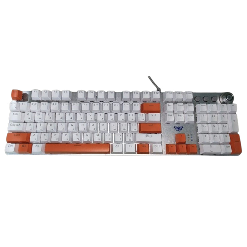 Aula F2058 USB Gaming Keyboardt Multimedia Keyboard Computer Keyboard for Gamer (AR/ EN) - White/Orange