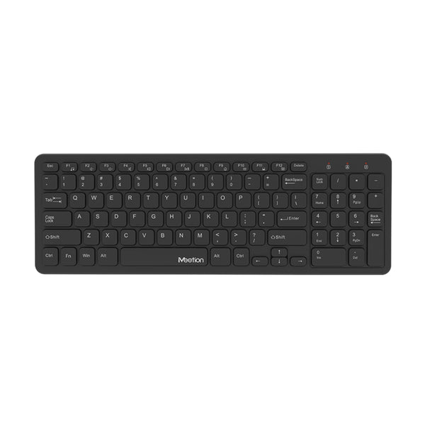 Meetion WK410 Wireless Ergonomic design UV layout not easy to remove High-quality membrane keyboard (Arabic & English) - Black