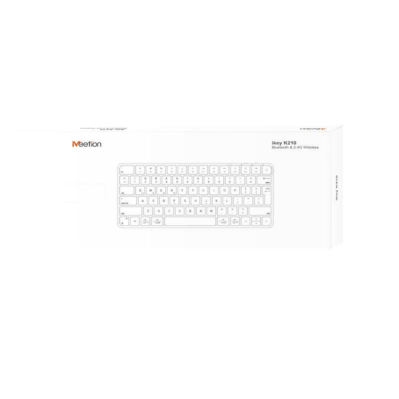 Meetion ikey K210 Wireless Keyboard Ingenious Spatial Economy Aesthetic Sobriety Redefined Universal Synchronization Protocol (Arabic & English) - Silver/White