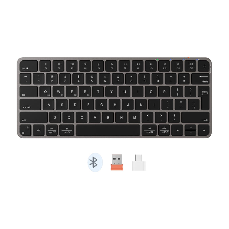 Meetion ikey K210 Wireless Keyboard Ingenious Spatial Economy Aesthetic Sobriety Redefined Universal Synchronization Protocol (Arabic & English) - Gray/Black