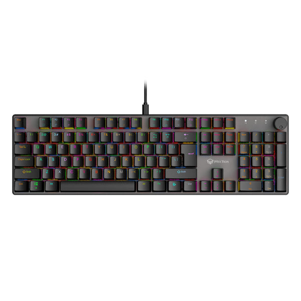 Meetion MK009 Pro Hot-swap Mechanical Keyboard Ergonomic Design High-Quality ABS Keycaps (Arabic & English) - Black