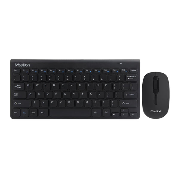 Meetion Mini 4000 keyboard and mouse Combo Wireless 2.4GHz USB Nano receiver Power-efficient wireless technology (English) - Black