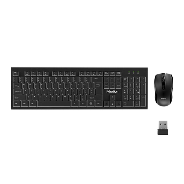 Meetion C4120 Little keyboard & mouse Combo Wireless 2.4GHz USB Nano receiver Does coverage range up to 10m (Arabic & English) - Black