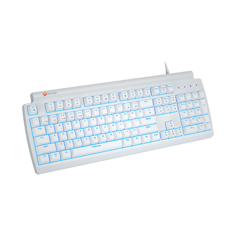 Meetion MT-MK600MX Mechanical Gaming Keyboard Blue switch Rainbow backlight Customizable macro recording (Arabic & English) - White