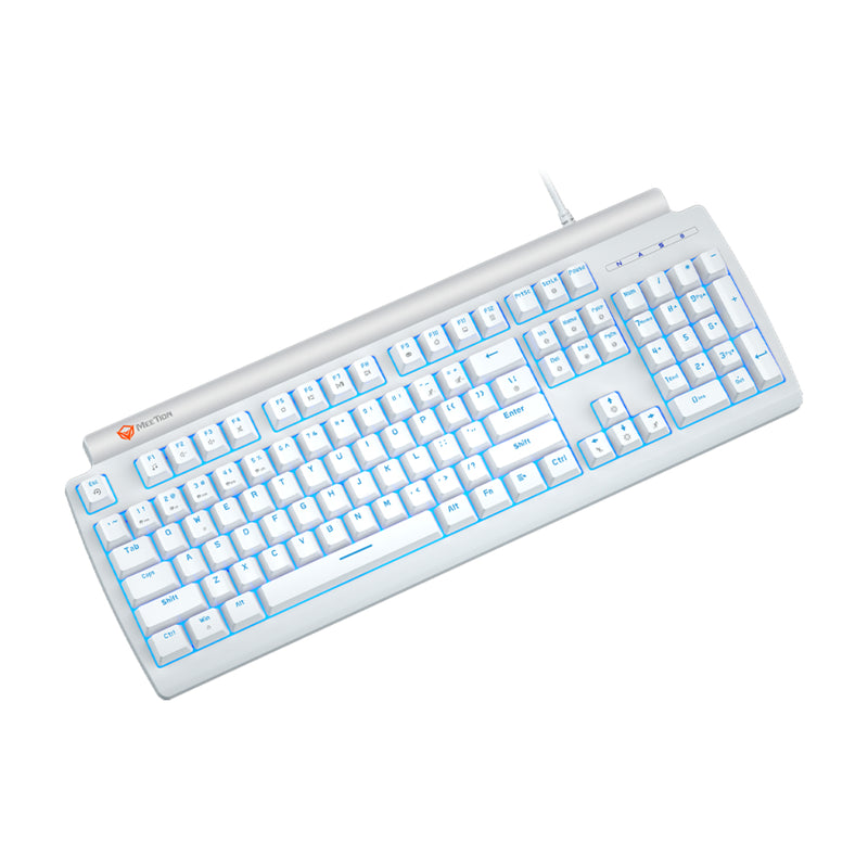 Meetion MT-MK600MX Mechanical Gaming Keyboard Blue switch Rainbow backlight Customizable macro recording (Arabic & English) - White