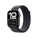 ساعة Apple Watch Series 10 الذكية [هيكل GPS مقاس 46 مم] مع هيكل من الألومنيوم وحلقات Ink Sport Loop - أسود