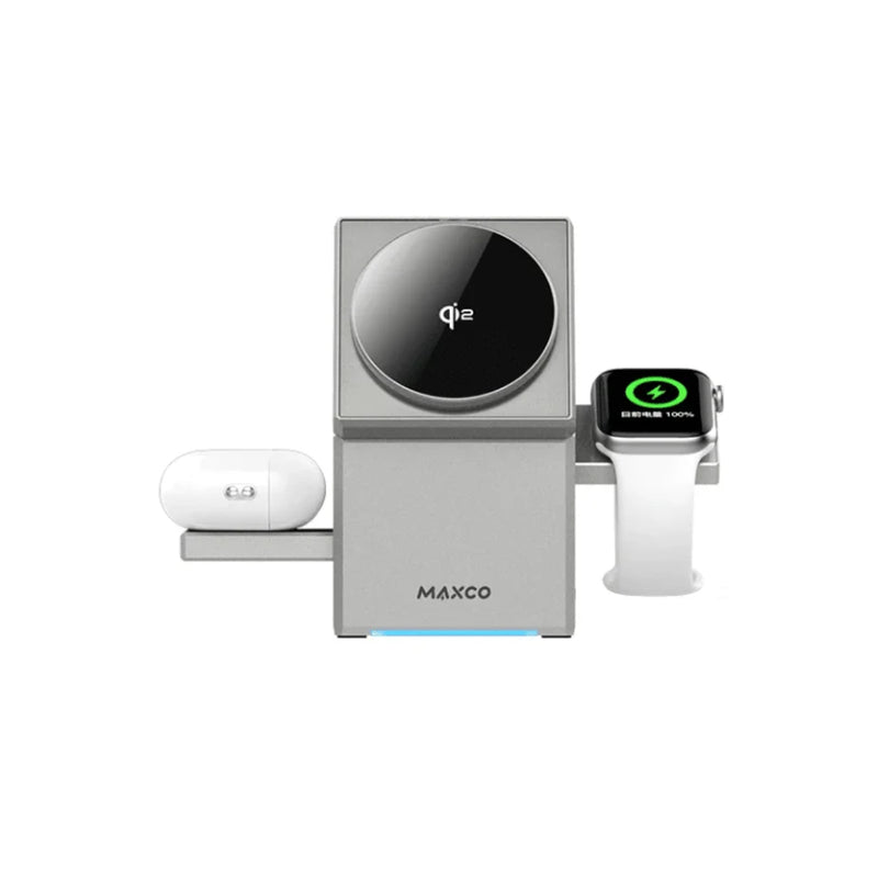 Maxco Geometry Series 3 in 1 Wireless Charger 15W - MW11 - Silver