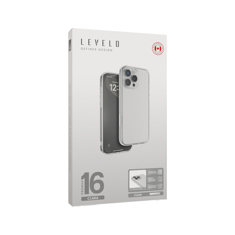 Levelo Solo Case For Iphone 16 Pro Max, Impact Resistant Corners - Clear