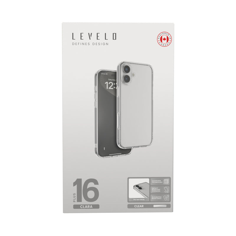 Levelo Clara Clear Case For Iphone 16 Plus, Impact Resistant Corners, Clear View Technology - Clear