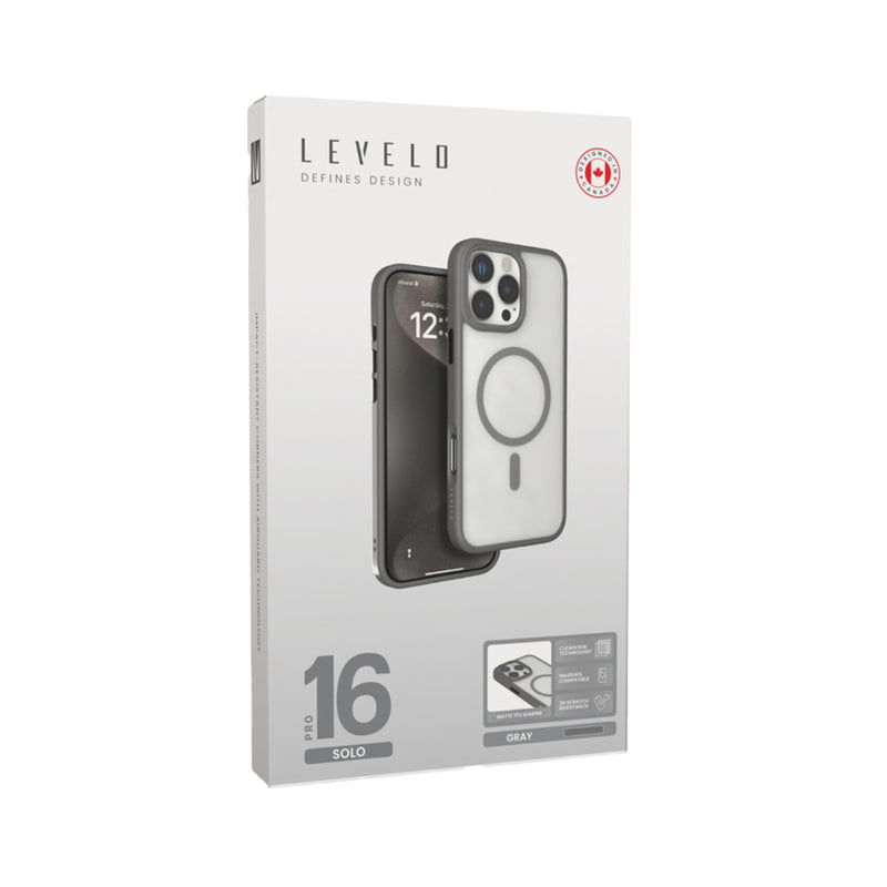 Levelo MagSafe Solo Case For Iphone 16 Pro, Clear View Technology, 3H Scratch Resistance - Grey