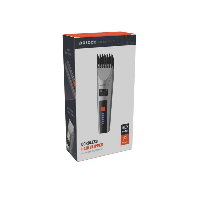 Porodo LifeStyle Rechargeable LED display Hair Clipper With Two Cutting Modes 1200mAh - Grey