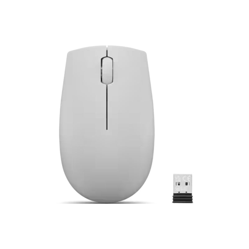 Lenovo 300 Wireless Compact Mouse, Optical sensor with 1000 DPI resolution, Compact and portable design - Arctic Grey