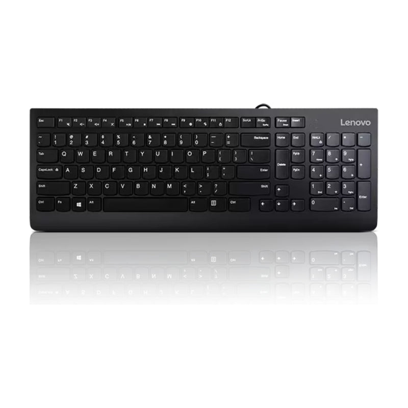 Lenovo 300 USB Keyboard Complete ergonomic design, Spill resistant keys with board drain - GX30M39656 - Black