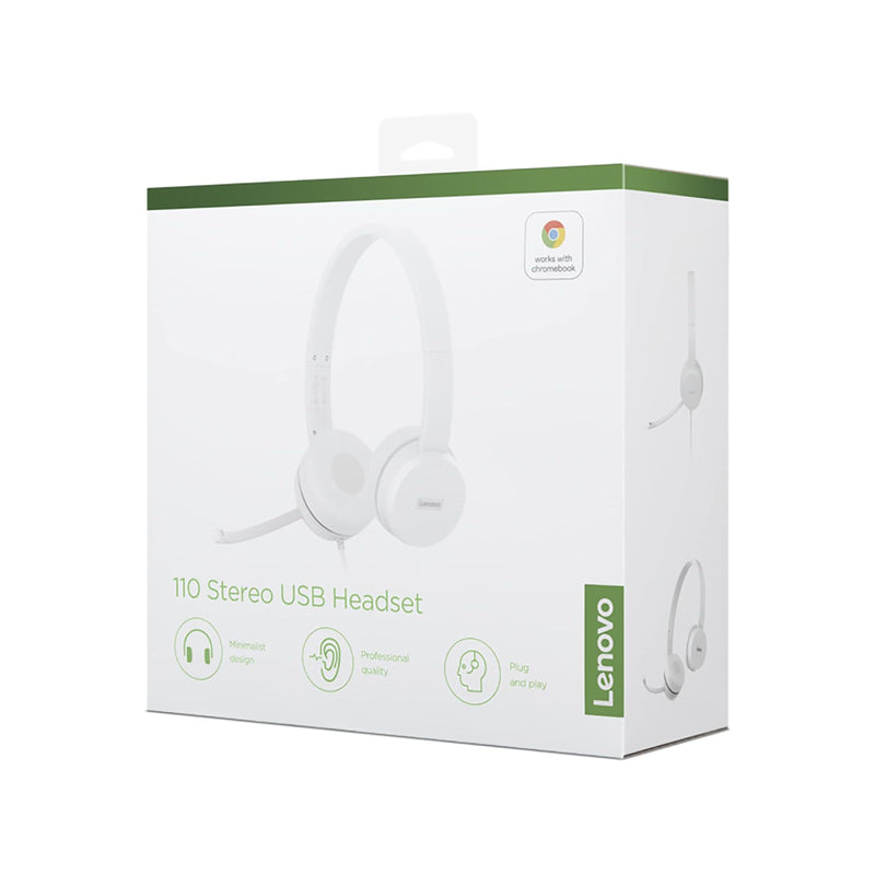 Lenovo 110 Stereo USB Headset - GXD1E71385 - White