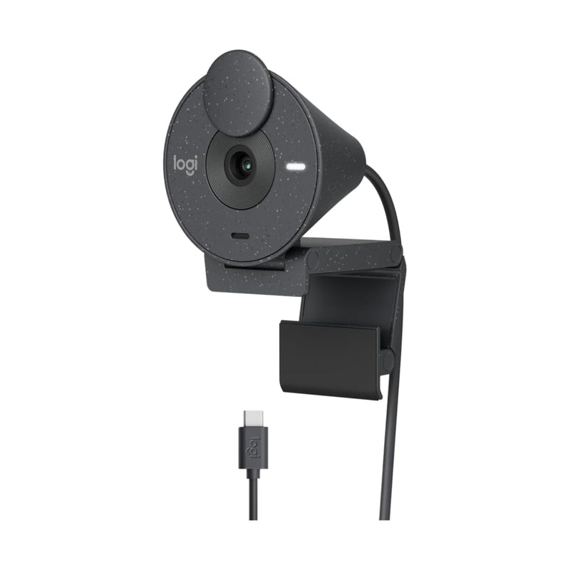 Logitech Brio 300 Full HDA 1080p Webcam With Auto Light Correction, Noise-Reducing Mic, and USB-C Connectivity