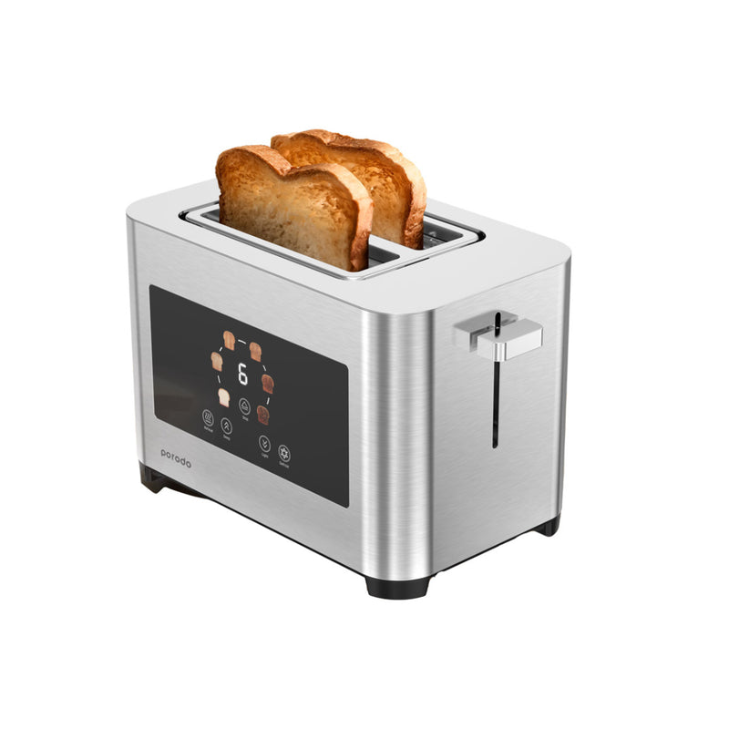 Porodo Lifestyle 2-Slice Digital Pop up Toaster 850W, Reheat Mode Deep Toast Mode  Light Toast Mode - Silver