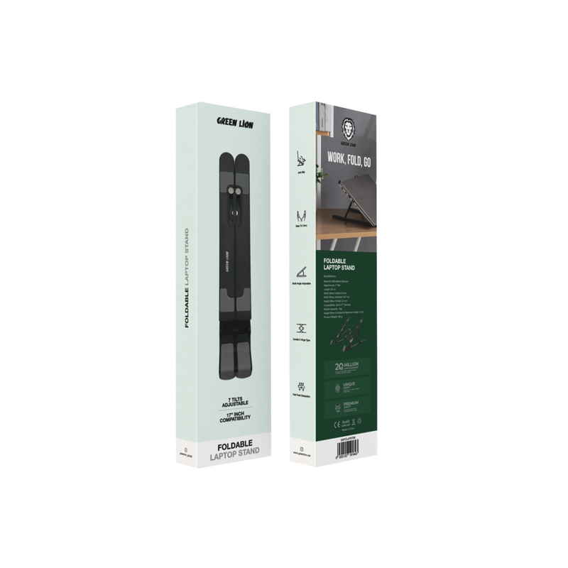 Green Lion Foldable Laptop Stand 7 Tilts - Black