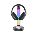 Porodo Gaming RGB Headphone Stand Wireless Charging & USB-C Hub - Black