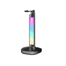 حامل سماعات رأس للألعاب RGB من بورودو، شحن لاسلكي، ومحور USB-C مع مصباح شاشة 5 وات - أسود 