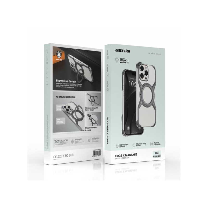Green Lion Edge X Magsafe Bezel Less Case 16 Pro Max - D - Gray