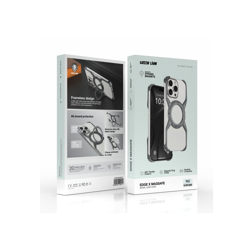 Green Lion Edge X Magsafe Bezel Less Case 16 Pro -Gray