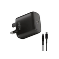 Green Lion Type-C Port Wall Charger 20W UK with PVC Type-C to Type-C Cable 1.2M - Black