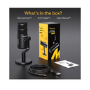 ميكروفون ديناميكي USB من ماونو PD100U، ميكروفون تسجيل بودكاست مع مقبض كسب، أسود