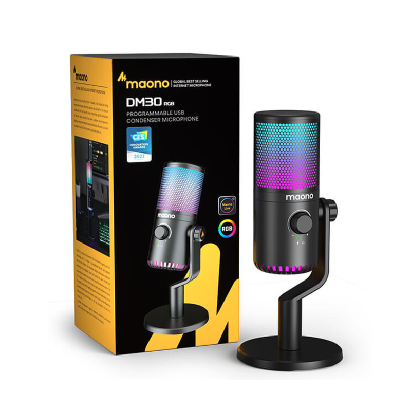 Maono Global Best Selling Internet Microphone - DM30RGB - Black