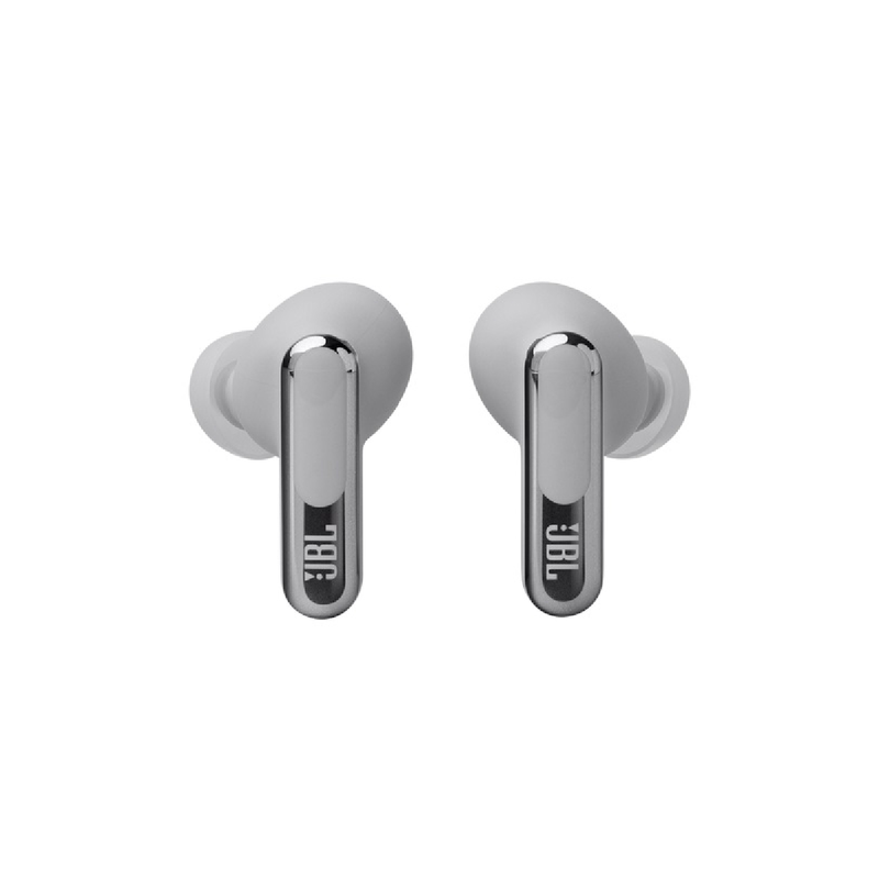 JBL Live BEAM3 True wireless noise-cancelling earbuds with stick-closed design and Smart Charging Case - Silver