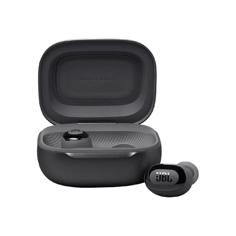 JBL Live BEAM3 True wireless noise-cancelling earbuds with stick-closed design and Smart Charging Case - Black