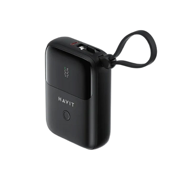 Havit PB5215 Power Bank 10000mAh With USB-C - Lighting Cable - Black