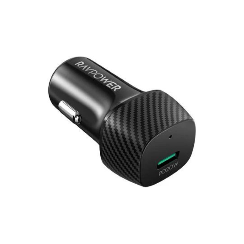 شاحن سيارة RavPower PD Pioneer 20 واط USB C - RP-VC1017 - أسود 