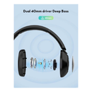 راف باور سماعات الرأس المريحة فوق الأذن، ستيريو لاسلكية - أسود