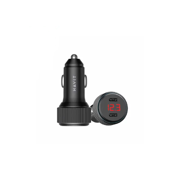Havit CC2014 60W PD Dual USB-C Car Fast Charger - Black
