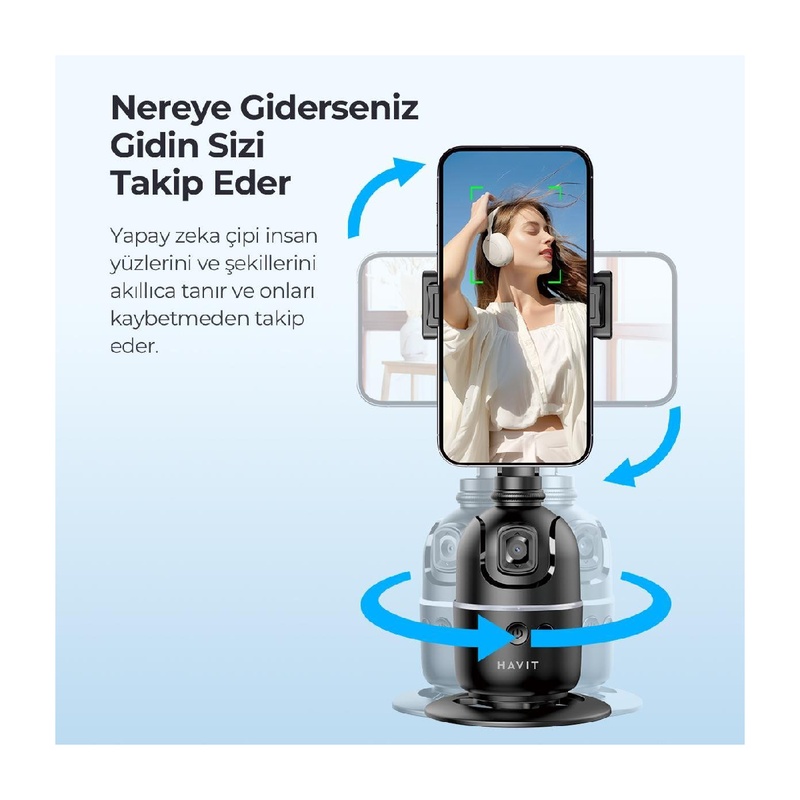 Havit S17609 Auto Face Tracking Phone Holder - Black