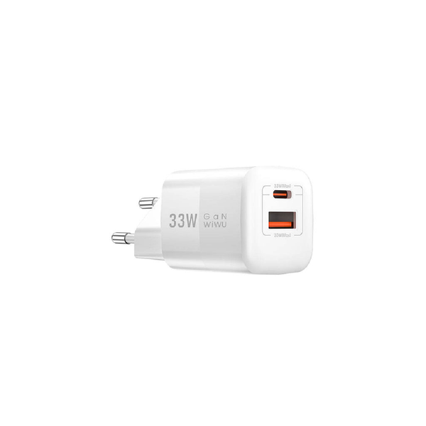 Wiwu Wi-U008 GaN Tech PD Fast Charging QC 3.0 Travel Charger 33W - White