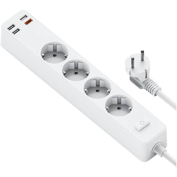 شريط طاقة Wiwu USB-C *1 + USB-A*3 - 20 واط - أبيض 