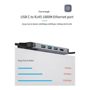 موزع WIWU Alpha 12 في 1 من سبائك الألومنيوم USB-C متعدد الوظائف، نقل عالي السرعة، محول محمول - رمادي 