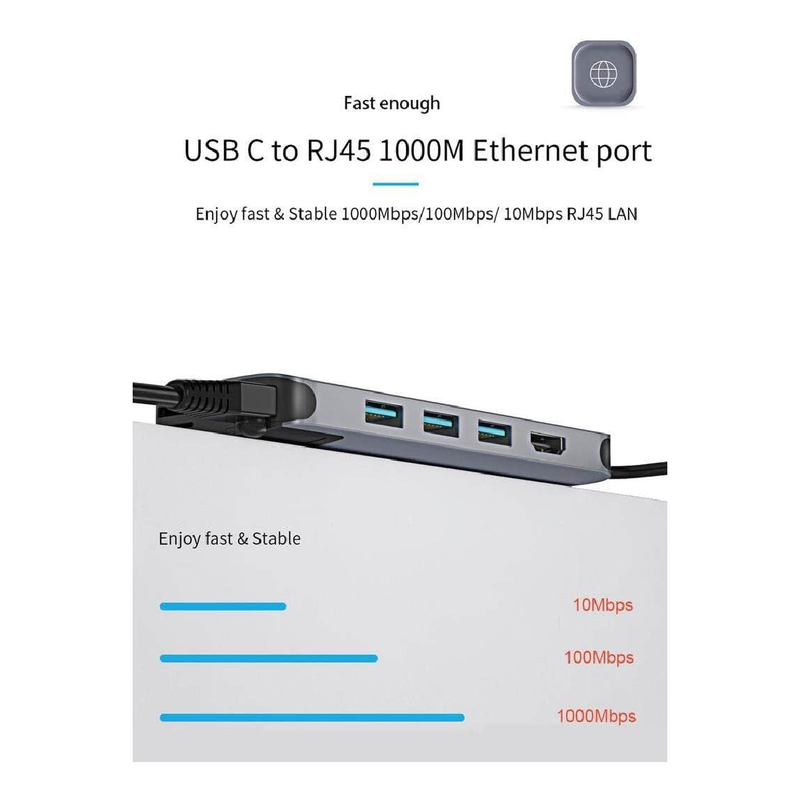 WIWU Alpha 12 in 1 Ports Aluminum Alloy USB-C Hub Multi-function, High speed transmit, Adapter Portable - Gray