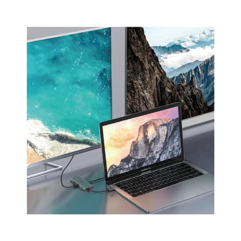 WIWU Alpha 12 in 1 Ports Aluminum Alloy USB-C Hub Multi-function, High speed transmit, Adapter Portable - Gray