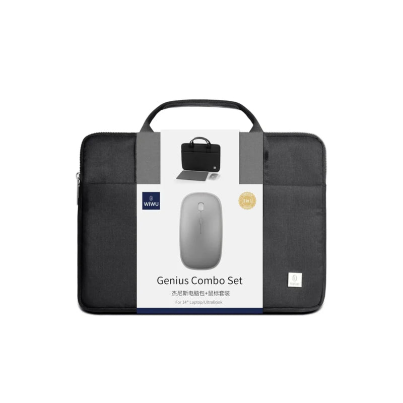 WiWU Genius Set 15.6″ Laptop Bag, Mouse, and Mouse Pad - Black