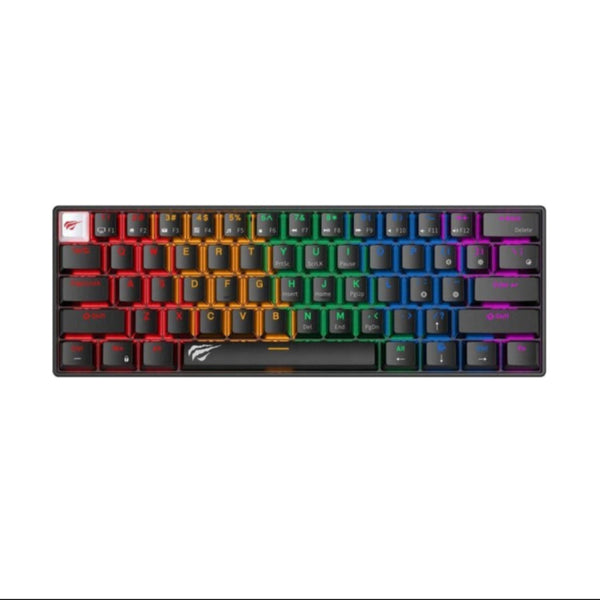Havit 61-Key Gaming Mechanical Keyboard, RGB Backlit, Red Switch, USB-C Wired - KB903L (Black)