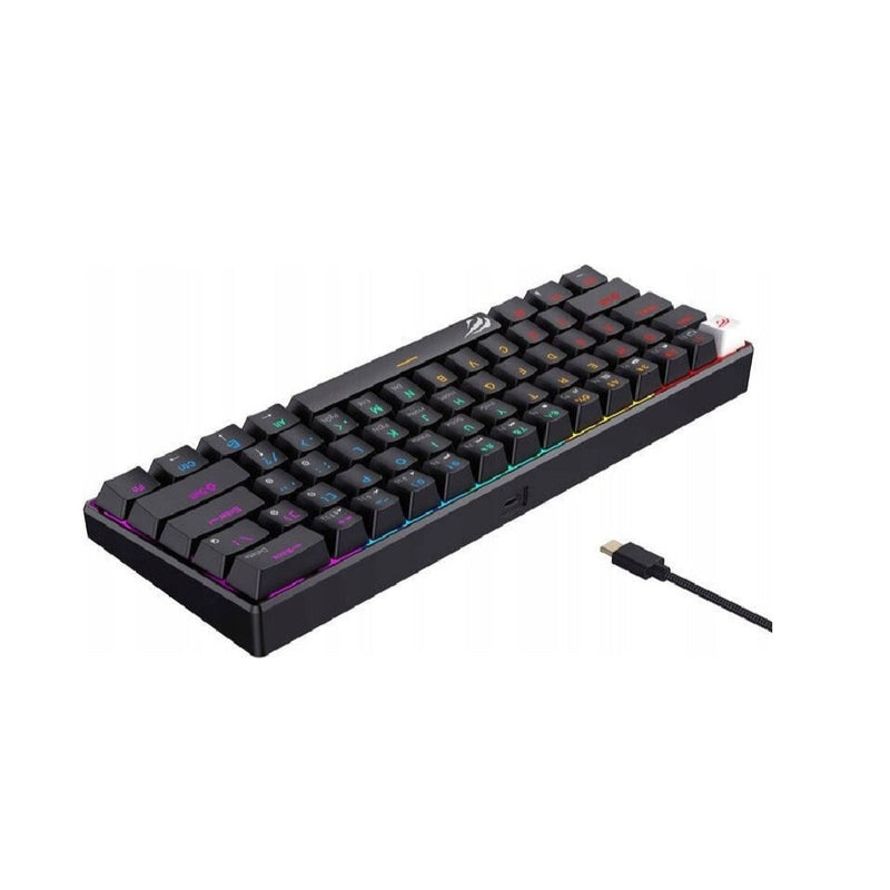Havit 61-Key Gaming Mechanical Keyboard, RGB Backlit, Red Switch, USB-C Wired - KB903L (Black)