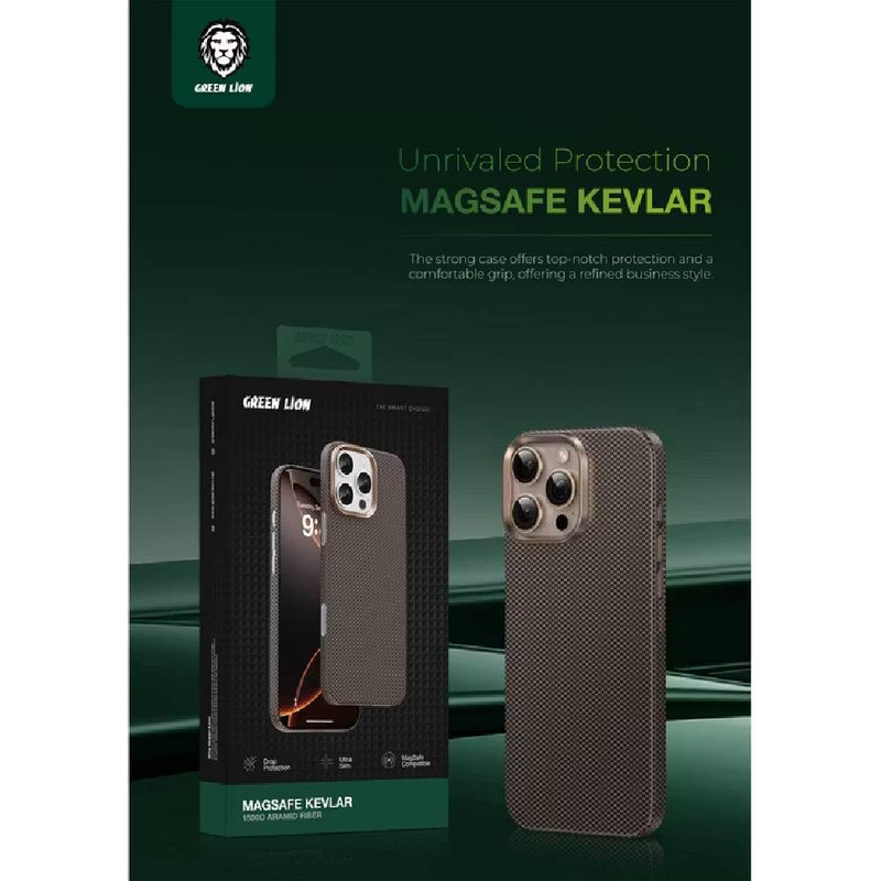Green Lion - Magsafe Kevlar 1500D Aramid Fiber - 16 Pro Max - Brown