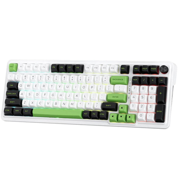 Redragon Eisa Max Edition ,Wired RGB Mechanical Gaming Keyboard with 3-modes, 98 key with knob, Gasket Mount, Hot-swappable, Gasket mount brings , Equipped Mint Mambo Blue Switch - White/Green