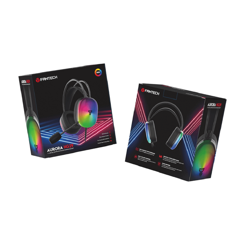 Fantech Aurora HG29 RGB Gaming Headset 7.1 Surround Sound Drivers 50mm - Black
