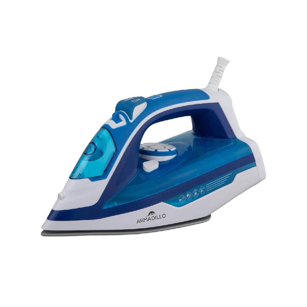 Armadillo Steam Iron Ceramic Soleplate , 2200 Watt , Rubber Handle - Blue