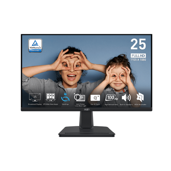 MSI 24.5 Inch Pro MP251 FHD LED Monitor, 100Hz - Black