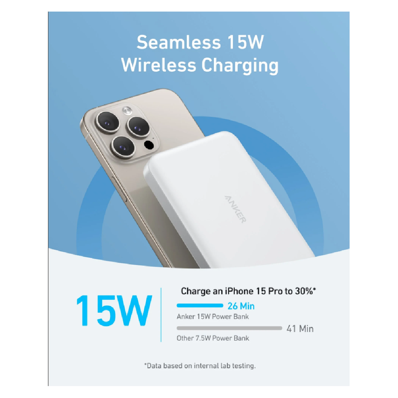 Anker MagGo Power Bank 10000mAh, 30W Slim - White