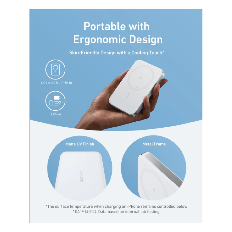 Anker MagGo Power Bank 10000mAh, 30W Slim - White